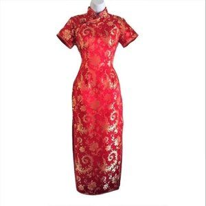 Vintage GOLDEN DRAGON Traditional Cheongsam Dress